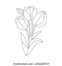 Cute Birds and Easy relaxing potted Rose Flowers Doodle Coloring Page for Adults and kids