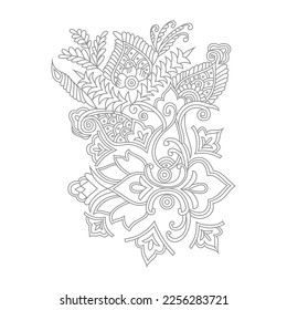 Cute Birds and Easy relaxing potted Rose Flowers Doodle Coloring Page for Adults and kids