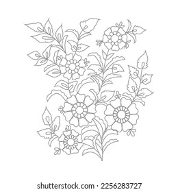 Cute Birds and Easy relaxing potted Rose Flowers Doodle Coloring Page for Adults and kids