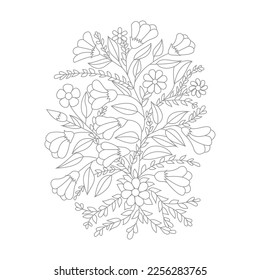 Cute Birds and Easy relaxing potted Rose Flowers Doodle Coloring Page for Adults and kids