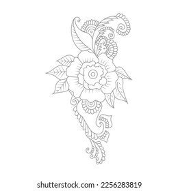 Cute Birds and Easy relaxing potted Rose Flowers Doodle Coloring Page for Adults and kids