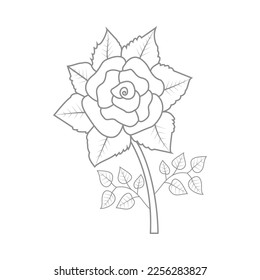 Cute Birds and Easy relaxing potted Rose Flowers Doodle Coloring Page for Adults and kids