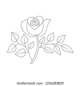 Cute Birds and Easy relaxing potted Rose Flowers Doodle Coloring Page for Adults and kids