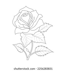 Cute Birds and Easy relaxing potted Rose Flowers Doodle Coloring Page for Adults and kids