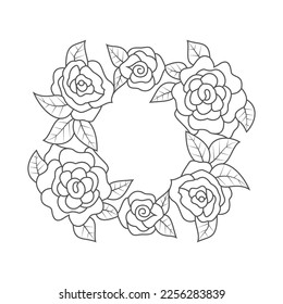 Cute Birds and Easy relaxing potted Rose Flowers Doodle Coloring Page for Adults and kids