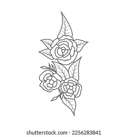 Cute Birds and Easy relaxing potted Rose Flowers Doodle Coloring Page for Adults and kids