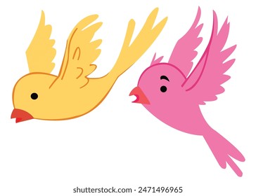 Beaux oiseaux volant et gazouillant joyeusement