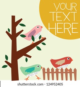 Cute birds greeting card