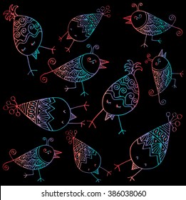 
Cute birds with hand drawing illustration

