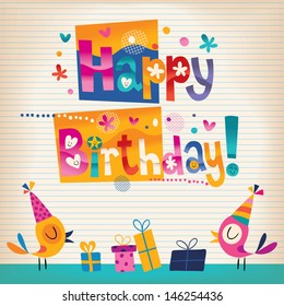 Cute Birds Happy Birthday Card