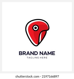 Cute bird's head logo design illustration