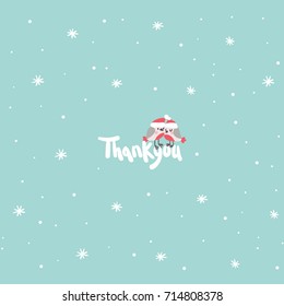 Cute birds and inscription thank you