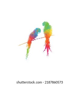 Cute birds in love vector illustration wall art shirt design