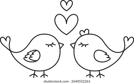Cute birds Outline minimal vector illustration nature silhouette perched birds hand drawn line art decorative element calm composition simple style