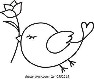 Cute birds Outline minimal vector illustration nature silhouette perched birds hand drawn line art decorative element calm composition simple style