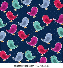 cute birds  over blue background. vector illustration