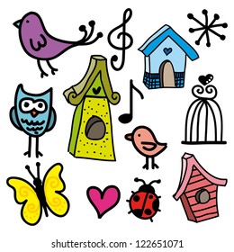 cute birds over white background. vector illustration