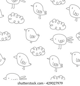 Cute birds. Pattern for kids