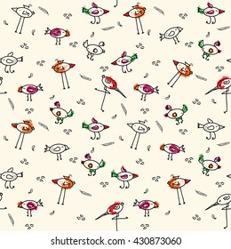 Cute birds. Pattern for kids