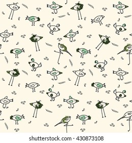 Cute birds. Pattern for kids
