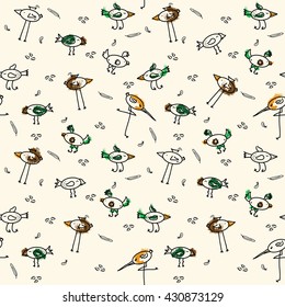 Cute birds. Pattern for kids