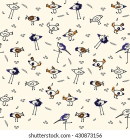 Cute birds. Pattern for kids
