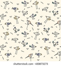 Cute birds. Pattern for kids