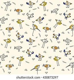 Cute birds. Pattern for kids