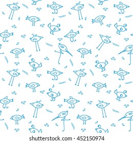 Cute birds. Pattern for kids