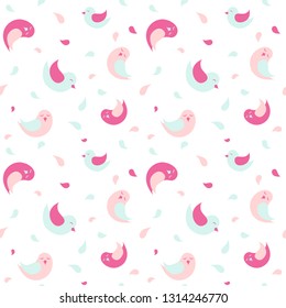 Cute birds pattern on white background