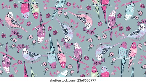 cute birds patterns design graphic tees for girl fabric