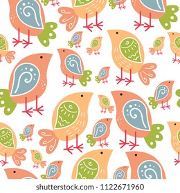 Cute birds seamless pattern