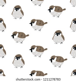 Cute birds. Seamless pattern ,background,wallpaper.