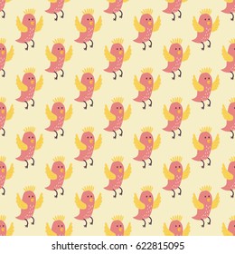 Cute birds seamless pattern vector illustration cartoon colorful