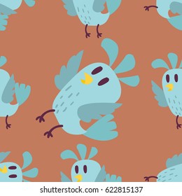 Cute birds seamless pattern vector illustration cartoon colorful