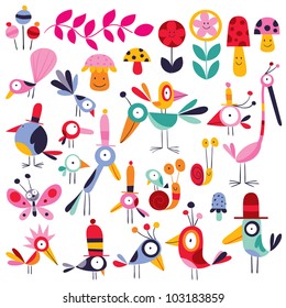 Cute Birds Set Stock Vector (Royalty Free) 103183859 | Shutterstock