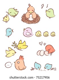 Cute birds set.