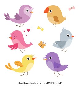 Cute birds in vector.