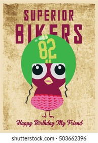 Cute birds vector card set.
