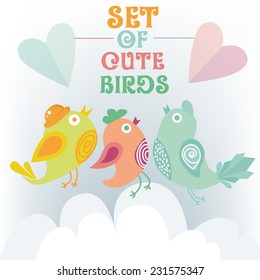 Cute Birds Vector Set Stock Vector Royalty Free Shutterstock