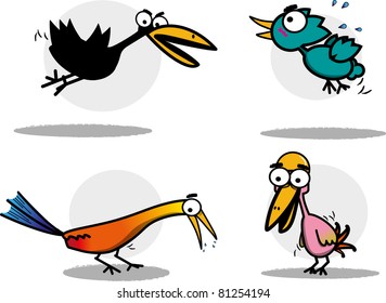 cute birds vector set