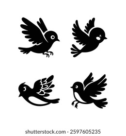 Cute birds vector silhouette design