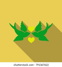 Cute birds wedding. The stylized vector image.