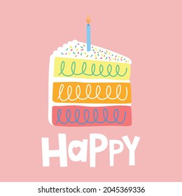 cute birth day cake vector illustration