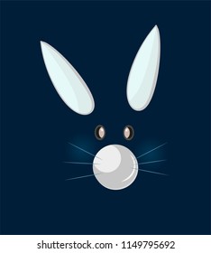 Cute birthday baby sticker with animals rabbit Design for greeting card, cartoon invitation, banner, frame milestone print Isolated on dark blue