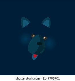 Cute birthday baby sticker with animals wolf Design for greeting card, cartoon invitation, banner, frame milestone print Isolated on dark blue