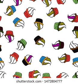 Cute birthday background on black, white and green. Sweets background design. Vector illustration. Wrapping paper. Cupcake seamless pattern.