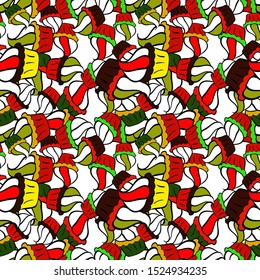 Cute birthday background on red, black and white. Vector illustration. Cupcake, macaron, shortbread. Watercolor illustration. Seamless background cakes. Seamless pattern.