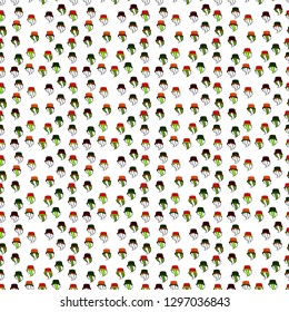 Cute birthday background on white, gray and black. Seamless pattern with hand drawn doodle desserts: cupcakes, cake, pie, muffins. Vector illustration.