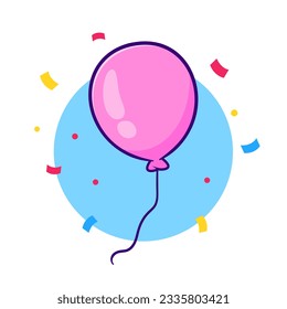 Ilustración del icono del vector de dibujos animados de la fiesta de los globos de cumpleaños. Vector Premium Aislado del Concepto de icono de objeto de vacaciones. Estilo de dibujo plano